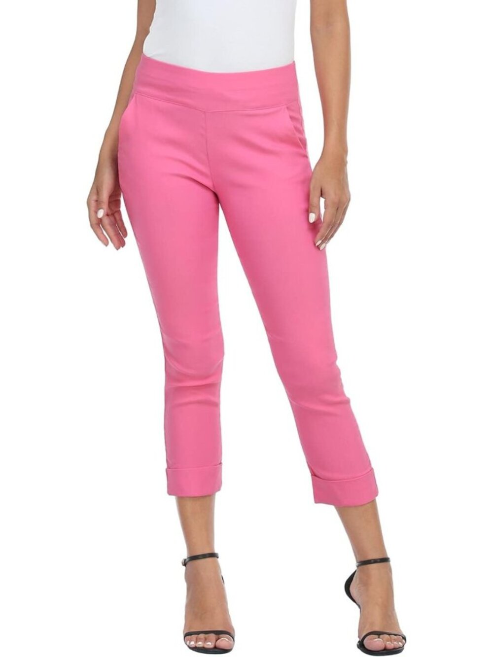 Comfortable Women's Capri Pants with Pockets | Elastic Waist Cropped Work